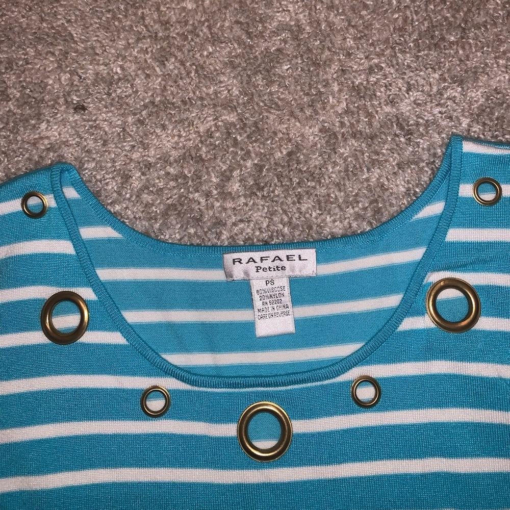 BRAND NWT Rafael Petite Blue & White tanktop sz PS - Picture 6 of 13